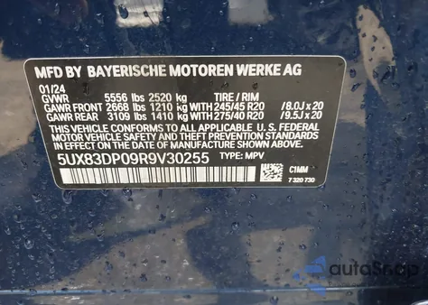 2024 BMW X3 M40I from USA, damaged, VIN 5UX83DP09R9V30255